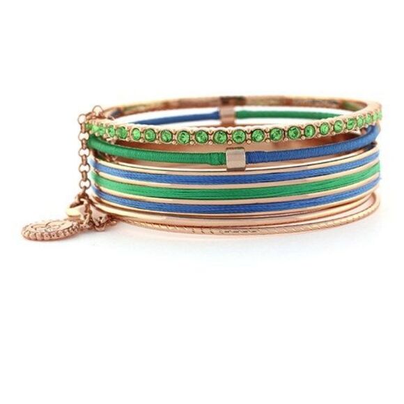 Jessica Simpson Blue, Green, & Rose Gold Bracelets - Picture 1 of 6